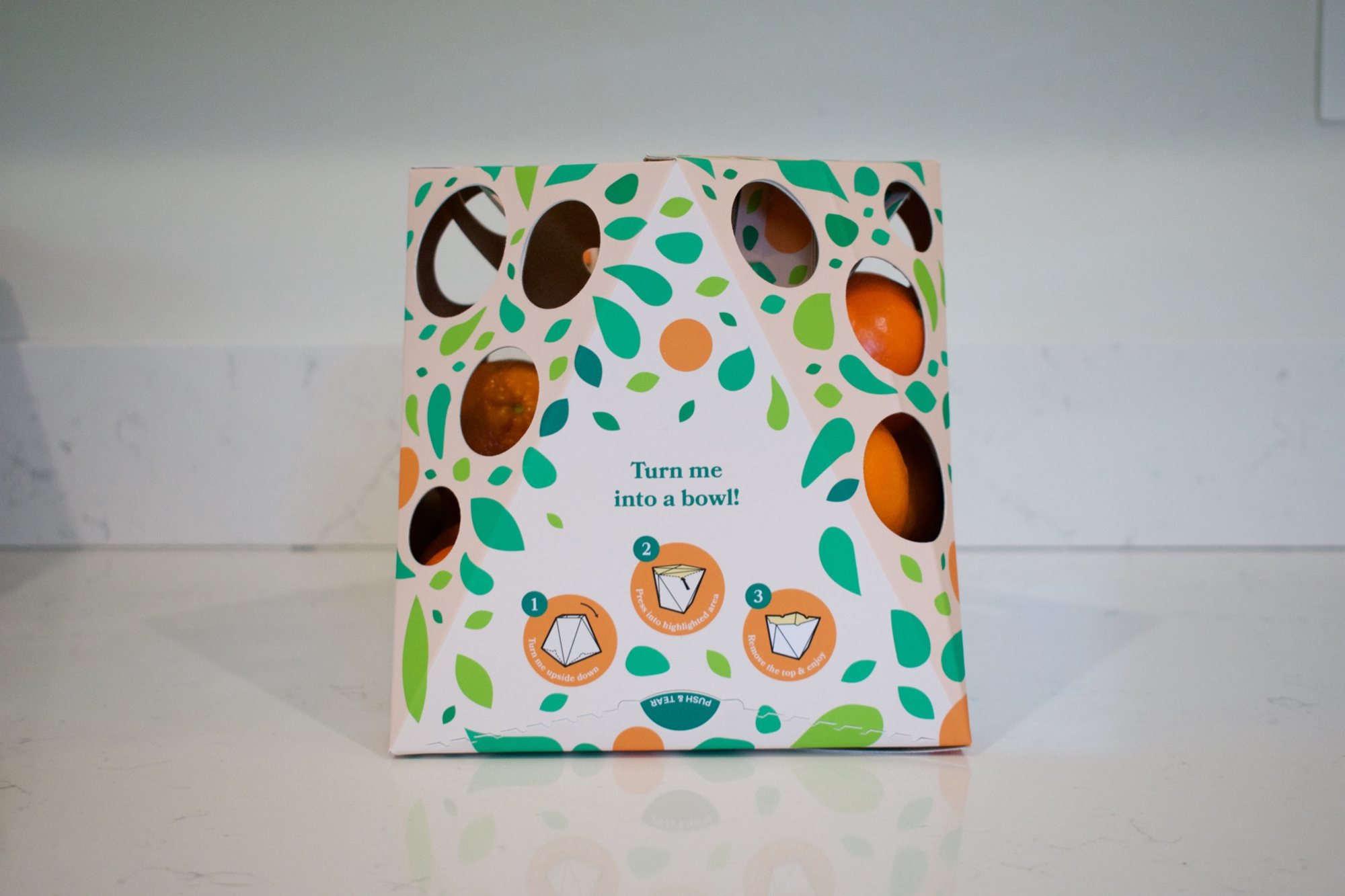 The 'Turn me into a bowl' guide printed on the carton