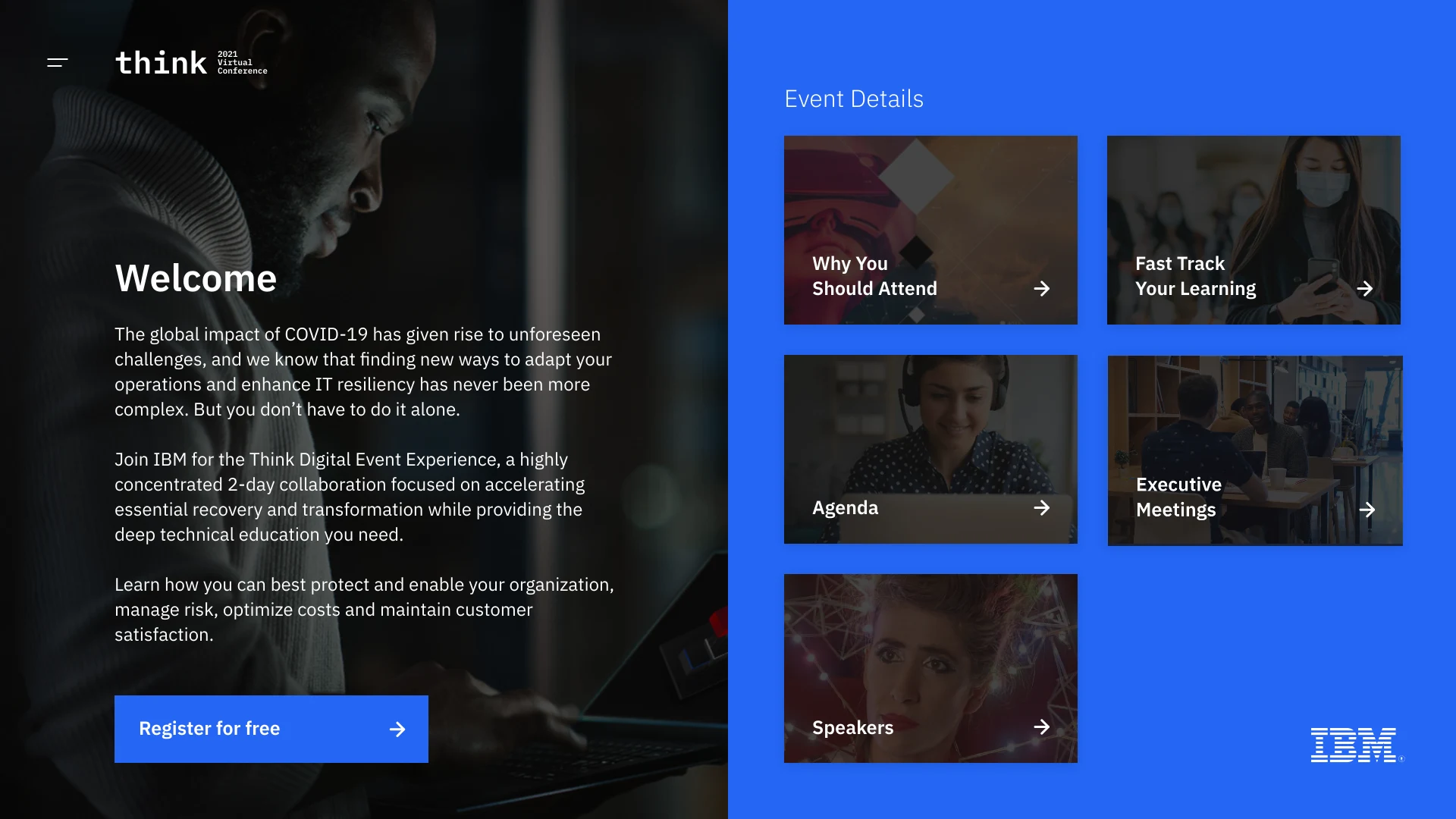 Think Digital: the agenda, one scroll instead of a PDF