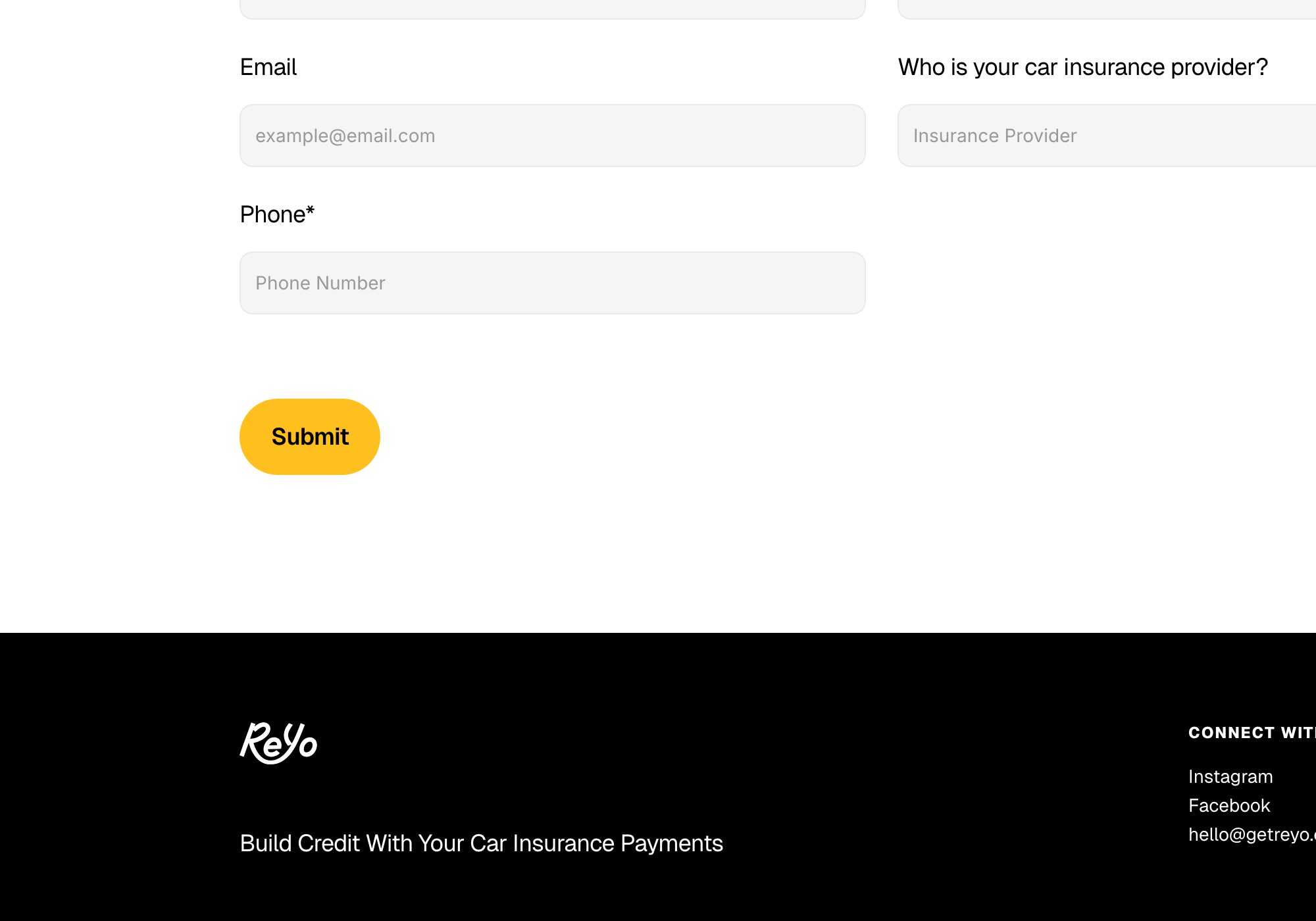The waitlist form, down to which insurance provider you carry